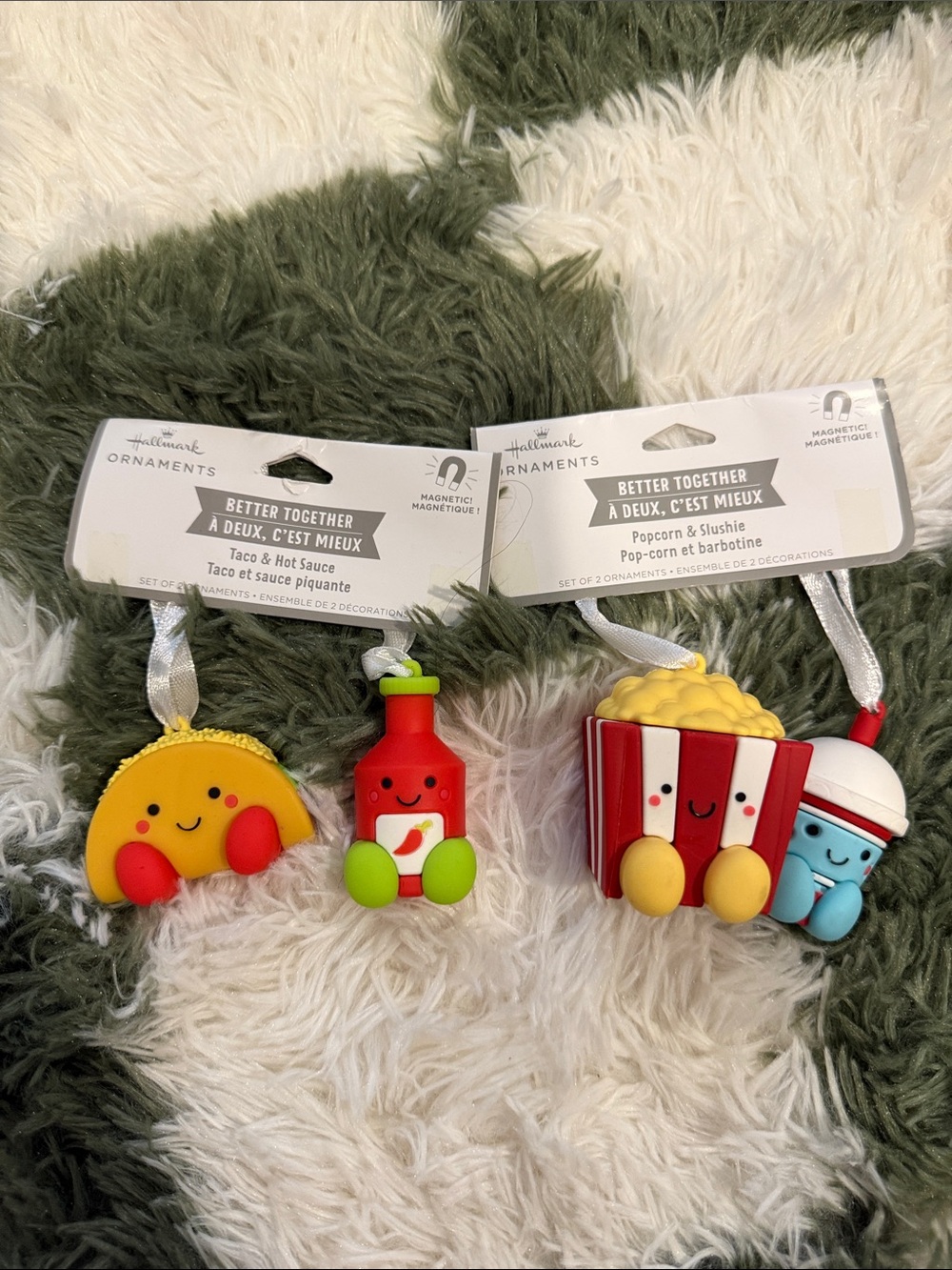 Hallmark Yellow Taco & Red Ketchup Popcorn Ornament Set